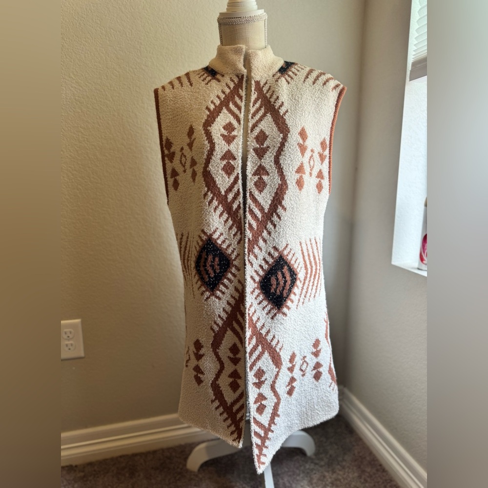 Fuzzy Open Face Cardigan S/M Fashion Apparel Aztec